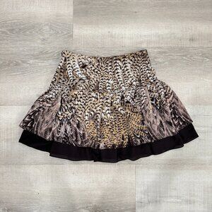 Bird Feather Print Skirt